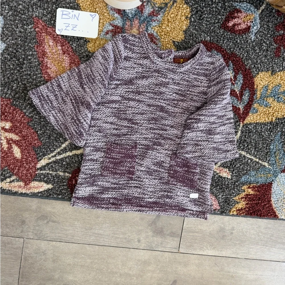 Kids Marled Purple Knit Short-Sleeve Top